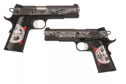 1911 GARRISON 45ACP BL/WD ENG | SHARK COAST