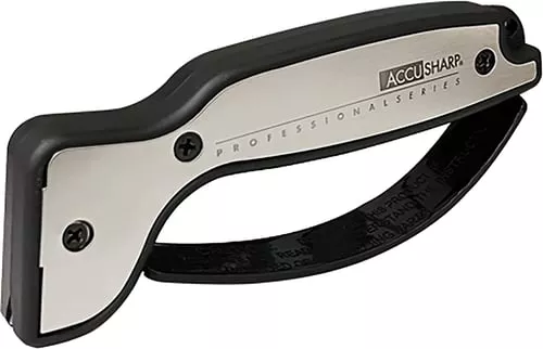 AccuSharp 040C Pro Sharpener Fixed Diamond Tungsten Carbide Sharpener Black/Silver Aluminum/Overmolded Rubber