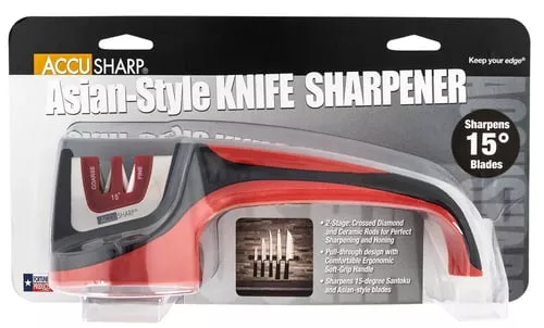 AccuSharp 052C Asian-Style Sharpener Fine Diamond, Ceramic Sharpener Red