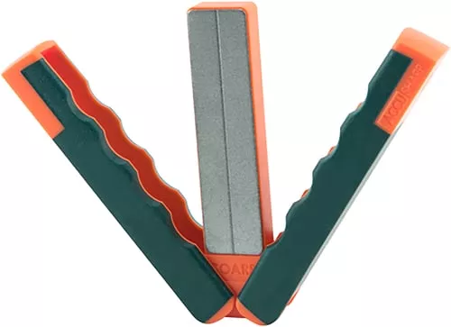 AccuSharp 077C Paddle Sharpener Folding Fine, Coarse Diamond Sharpener Gray/Orange Overmolded Rubber Handle
