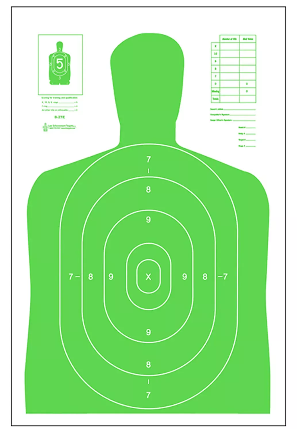 Action Target High VisibilitySilhouette Paper 23" x 35" Fluorescent Green/White 100 Per Box