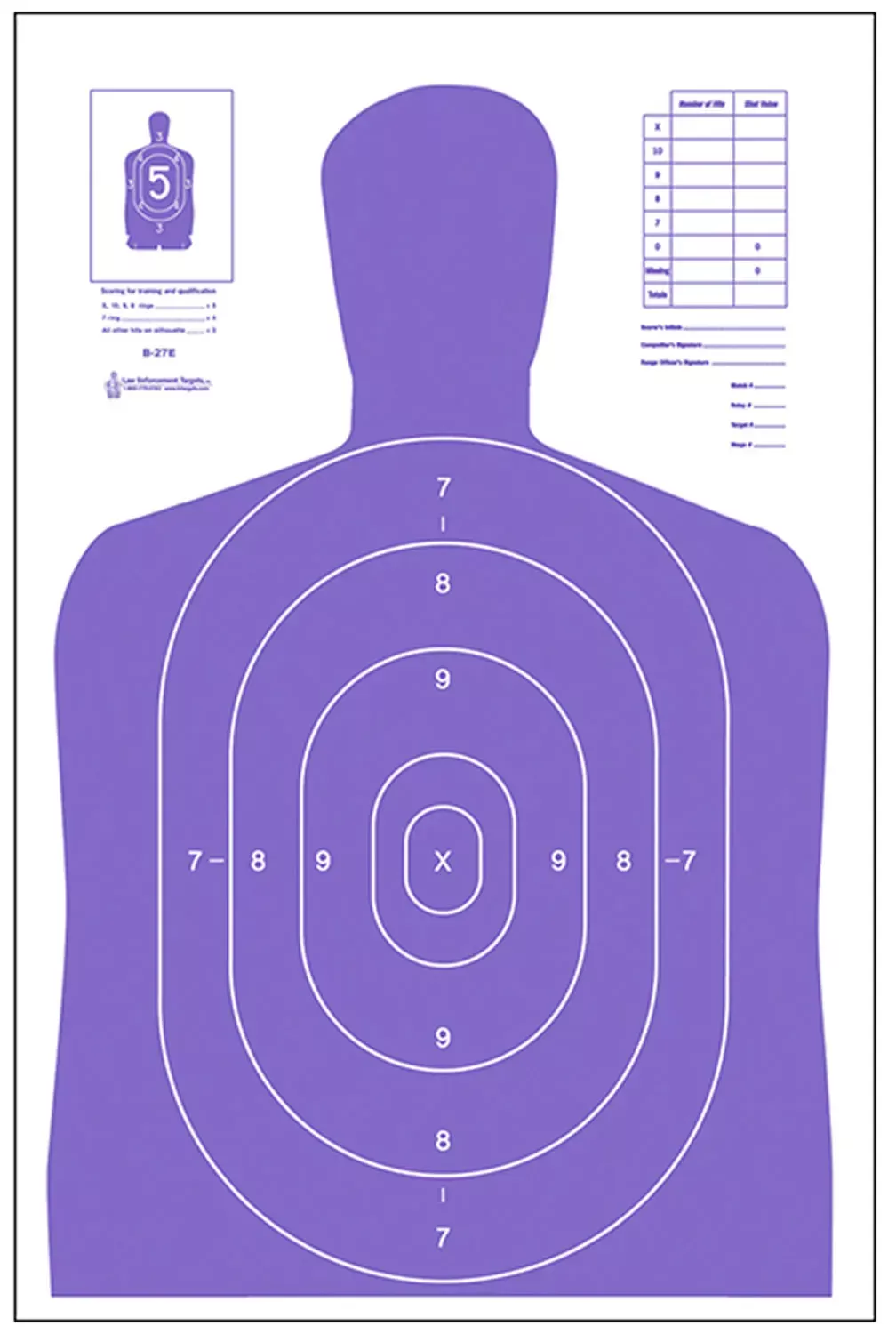 Action Target High VisibilitySilhouette Paper 23" x 35" Fluorescent Purple/White 100 Per Box