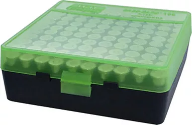 Ammo Box 100 Round 9mm Flip Top ClrGrn/Black