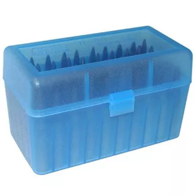 Ammo Box 50 Round Flip Top Clr/Blue
