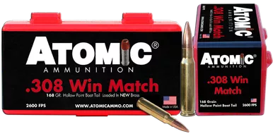 Atomic Ammunition .308 Win 168 Grain Nosler BTHP Match Ammo 50 Rounds
