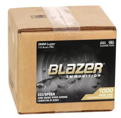 Blazer Brass 9mm 115gr FMJ 1000/Cs Loose