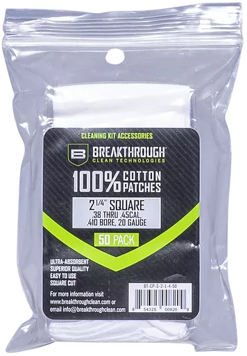Breakthrough Clean Technologies .38-.45 Caliber Cleaning Patches 50-Pack