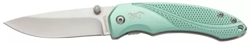 Browning 3220360 AllureEDC 2.88" Folding Drop Point Plain 7Cr17MoV SS Blade, Mint Green Textured Anodized Aluminum Handle,Includes Pocket Clip