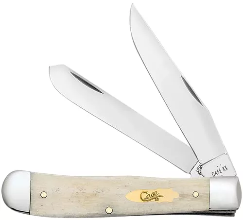 Case 11020 TrapperFolding Clip Point/Spey Plain Mirror Polished Tru-Sharp SS Blade, Smooth Natural Bone Handle