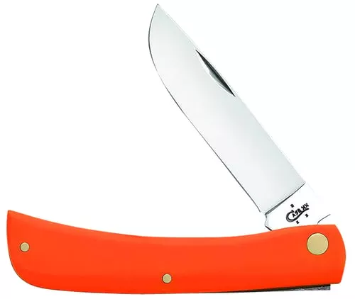 Case 80512 Sod Buster3.30" Folding Skinner Plain Mirror Polished Tru-Sharp SS Blade, Smooth Orange Synthetic Handle