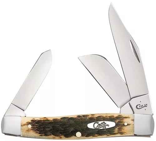 CASE KNIVES AMBER BONE PEACH SEED JIG LARGE STOCKMAN