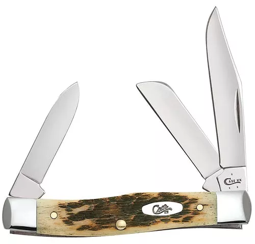 CASE KNIVES AMBER BONE PEACH SEED JIG MEDIUM STOCKMAN!