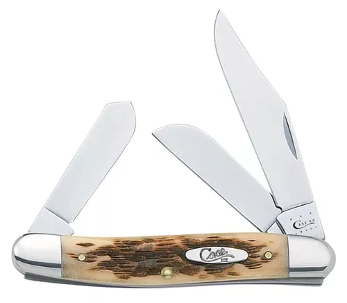 CASE KNIVES AMBER BONE PEACH SEED JIG STOCKMAN