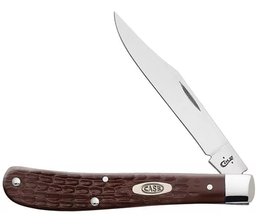 CASE KNIVES JIGGED BROWN SYNTHETIC SLIMLINE TRAPPER