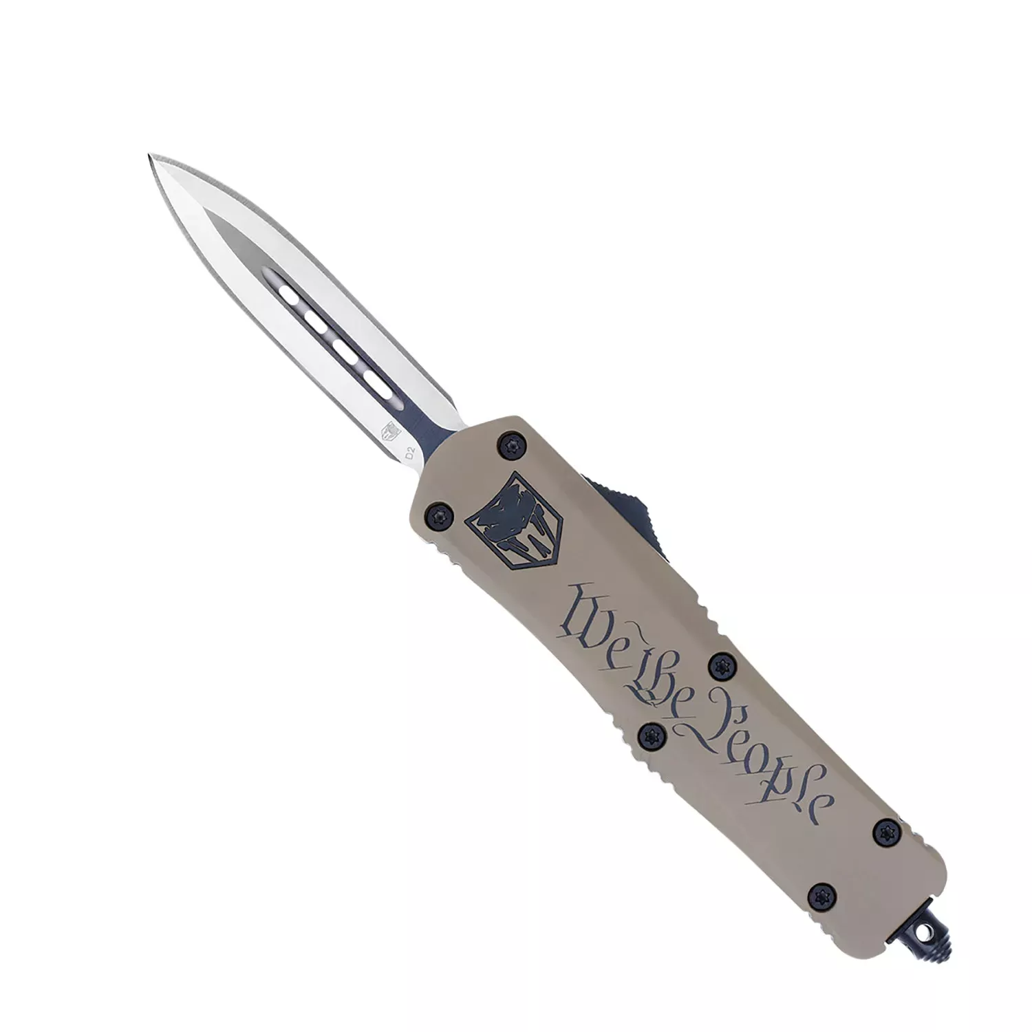 CobraTec Knives We The PeopleMedium 3" OTF Dagger Plain D2 Steel Blade