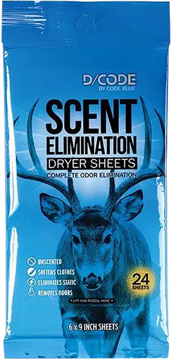 Code Blue D/Code Scent Elimination Dryer Sheets 24PK