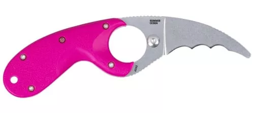 CRKT Bear Claw Fixed Knife 2-2/5 Hawkbill Blade Pink
