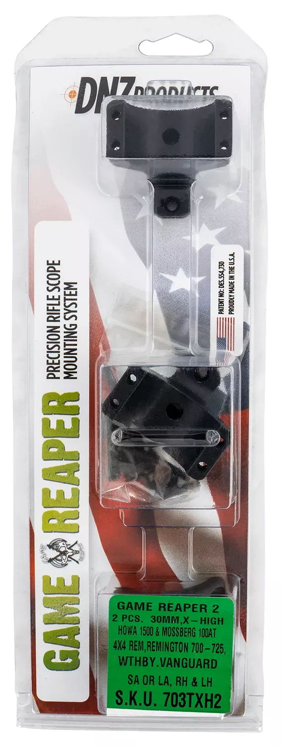 DNZGame Reaper 2 Scope Mount/Ring Combo Matte Black Rem 700/721/725, Howa 1500 30mm Tube Extra High Rings Aluminum Rifle