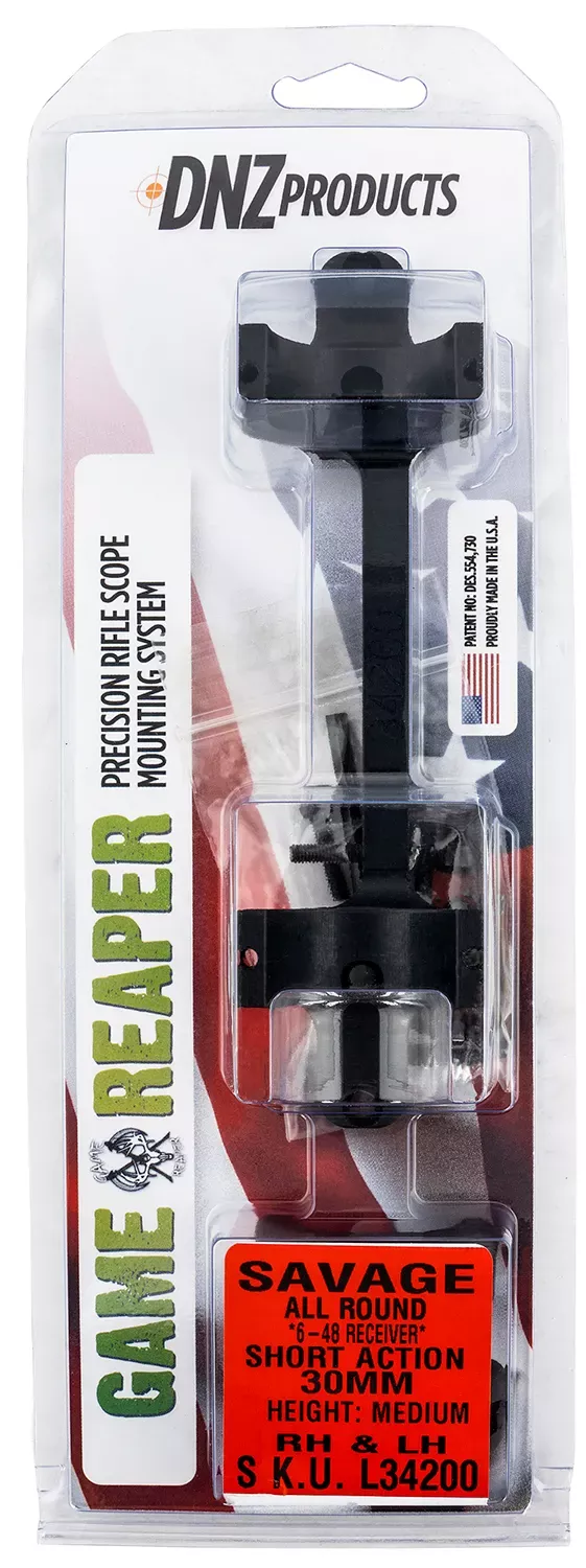 DNZGame Reaper Scope Mount/Ring Combo Matte Black Savage Round Receiver w/8-40 Screw Holes 30mm Tube High Rings For Short Action Aluminum Rifle