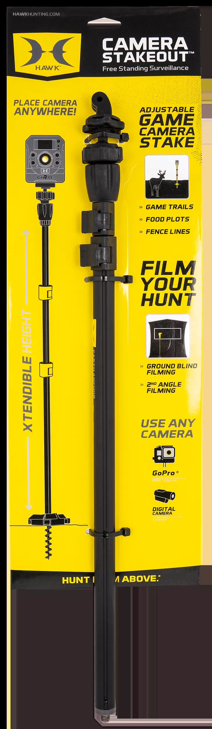 Hawk HWK3842 Camera Stakeout System 22"-51" High Black Metal