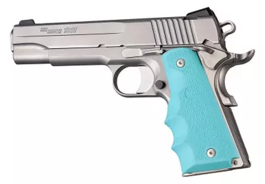 Hogue Govt Model Rubber Grip with Finger Grooves Aqua