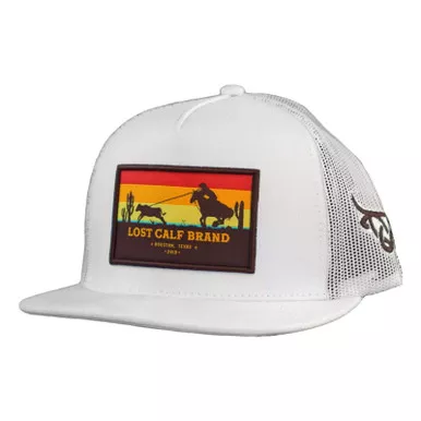 LOST CALF Men's Roper White Flat Cap (LCF00094)