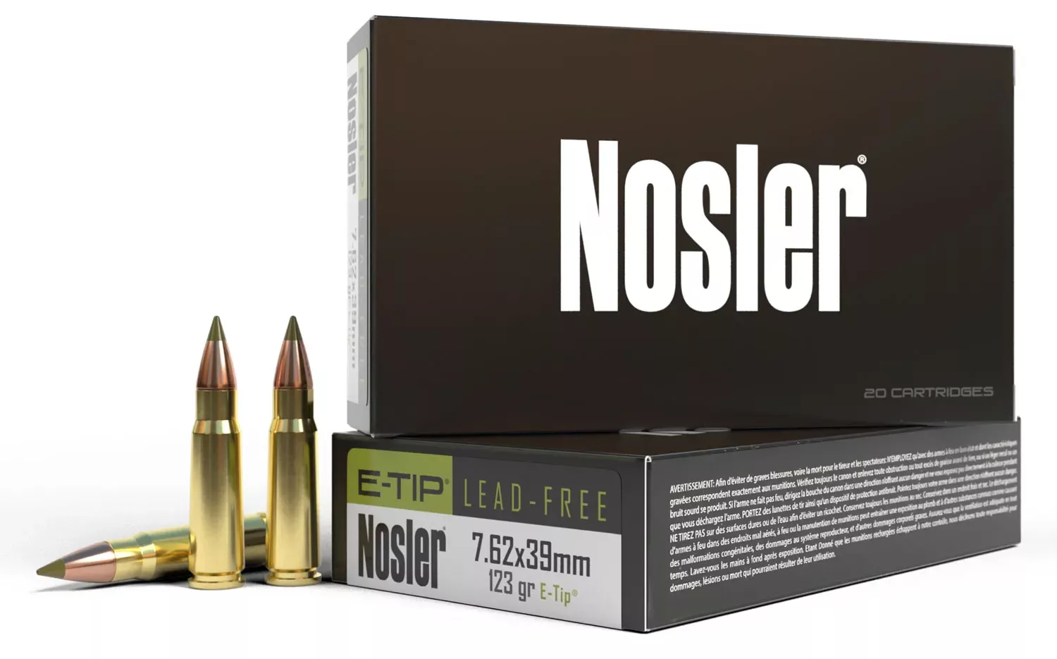 Nosler E Tip 7.62x39mm Ammo 123 Grain E Tip Boat Tail 20 Rounds 40040