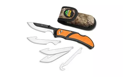 Outdoor Edge RazorCape Folding Knife 3 Drop Point Blades Orange