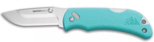 Outdoor Edge RMS222C RazorMini2.20" Folding Plain 420J2 SS Blade Aqua ABS Polymer Handle