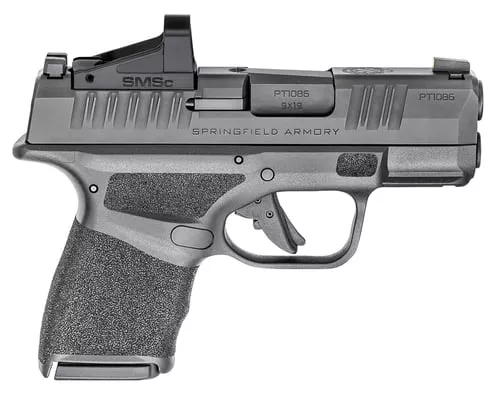 Springfield Armory HC9319BOSPSMSC Hellcat Micro-Compact OSP 9mm Luger 3" 11+1, 13+1 Black Black Melonite Steel Slide Adaptive Textured Black Polymer Grip Includes Shield SMSc