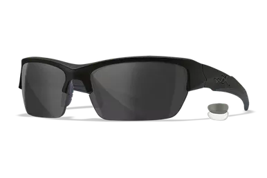 Wiley X Valor Shooting Glasses Medium Smoke Gray/Clear Lens Matte Black Frame