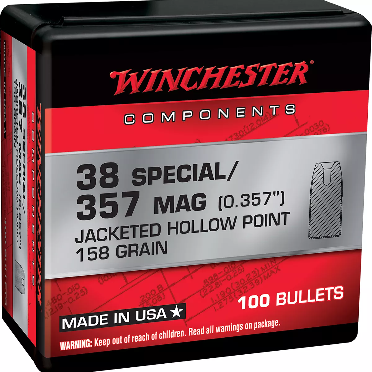 Winchester Ammo 357 Mag 158 Gr JHP 100/Box