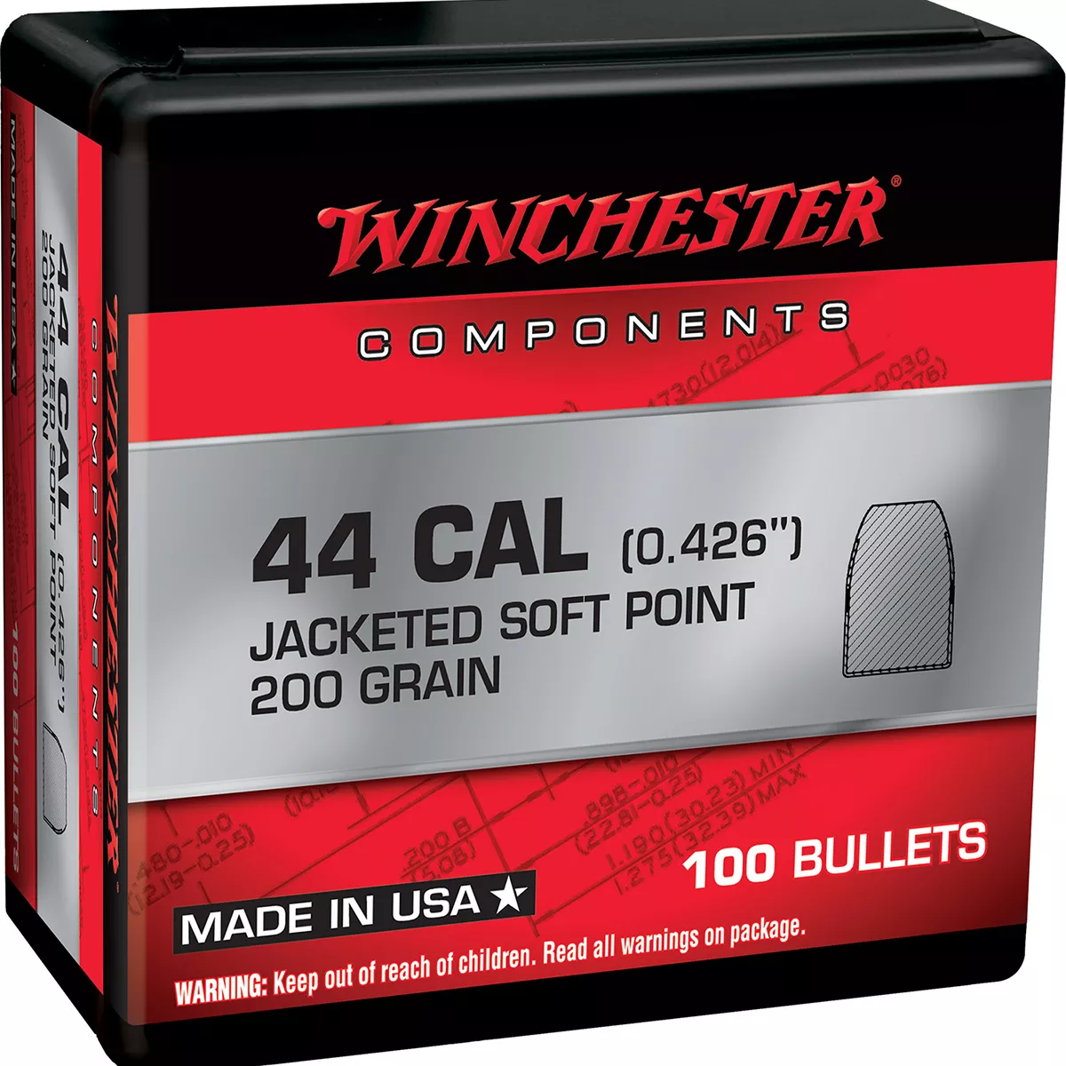 Winchester Ammo 44 Mag 200 Gr SP 100/Box
