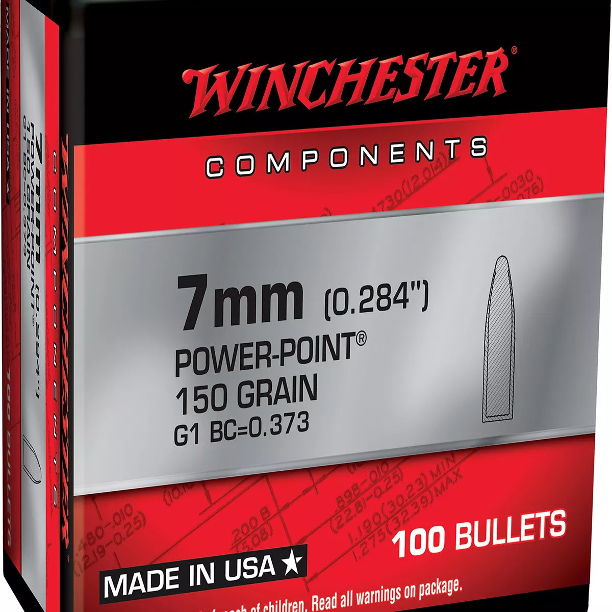 Winchester Ammo Centerfire Rifle Reloading 7mm 150 Gr PP 100/Box