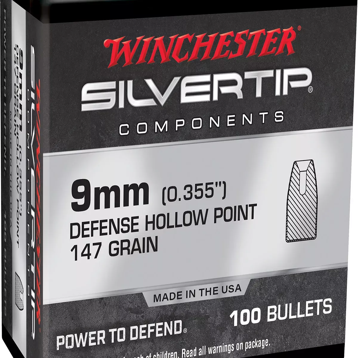 Winchester AmmoCenterfire Handgun Reloading 9mm 147 Gr Silvertip Hollow Point 100/Box