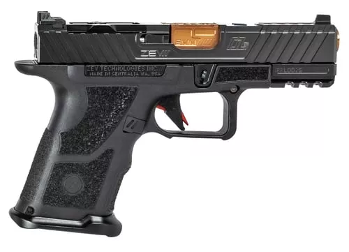 ZEV OZ9CCPTHYBBBRZ OZ9 Elite Hyper-Comp 9mm Luger Caliber with 15+1 Capacity, Bronze Barrel, Black Picatinny Rail Frame, Serrated/Optic Cut Black Stainless Steel Ported Slide & Polymer Grip