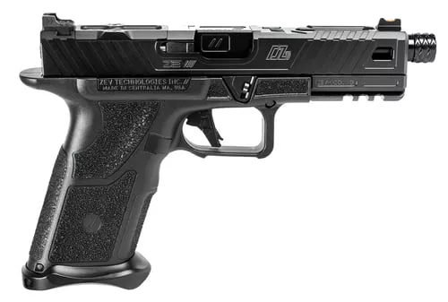 ZEV OZ9STDBBTH OZ9 Elite 9mm Luger Caliber with 4.49" Threaded Barrel, 17+1 Capacity, Black Finish Picatinny Rail Frame, Serrated Black/Optic Cut Stainless Steel Ported Slide & Polymer Grip