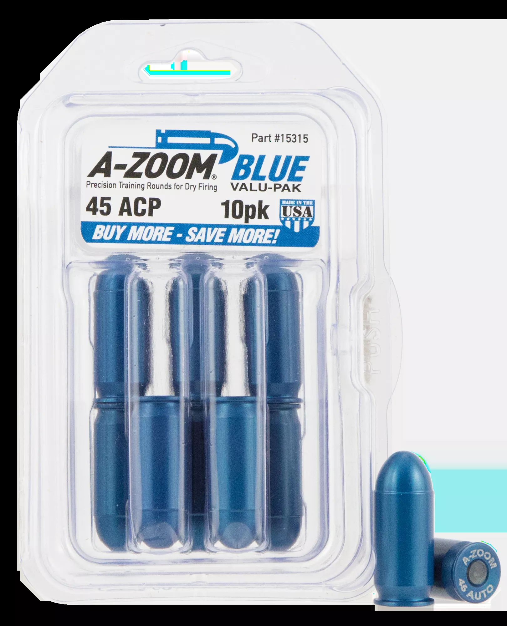 A-Zoom Blue Snap Caps Pistol Dummy Rounds 45 ACP 10 Pack